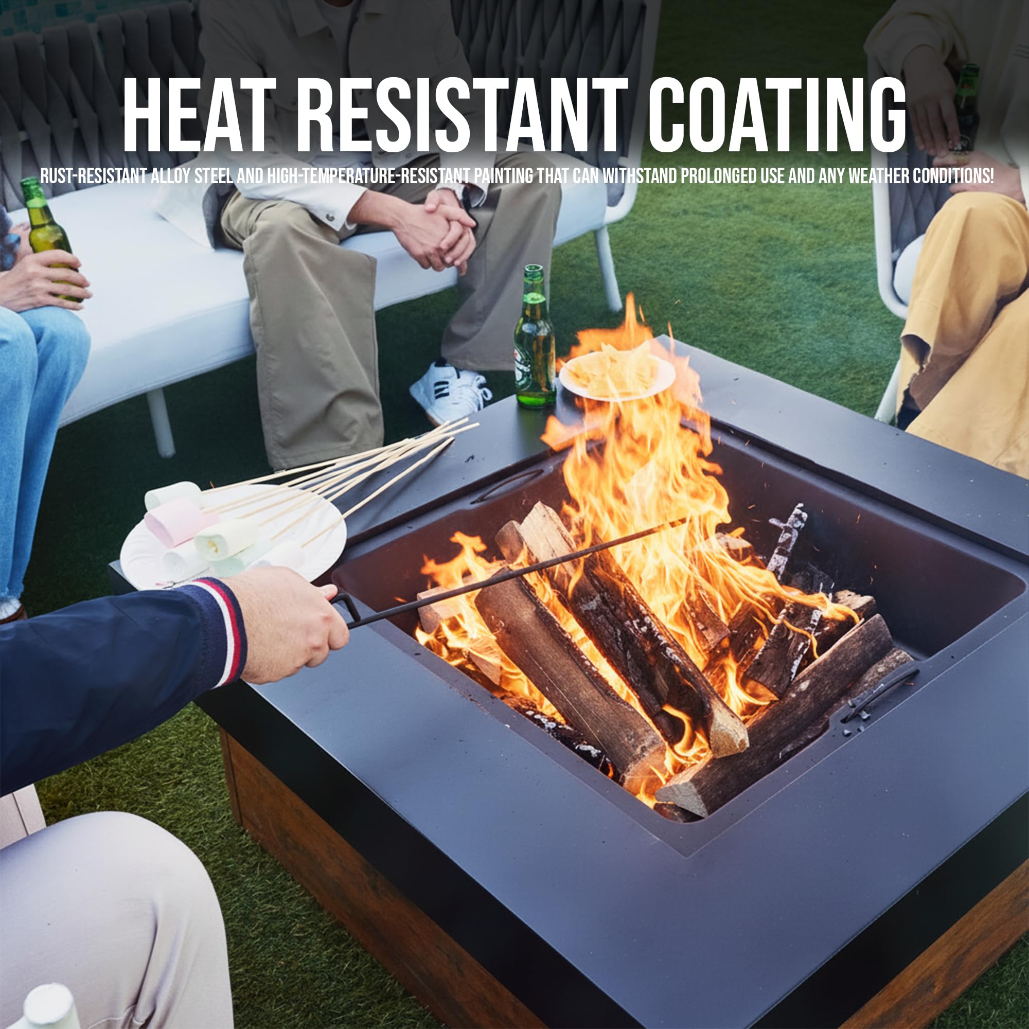 36" Square Wood Burning Fire Pit with Mesh Cover