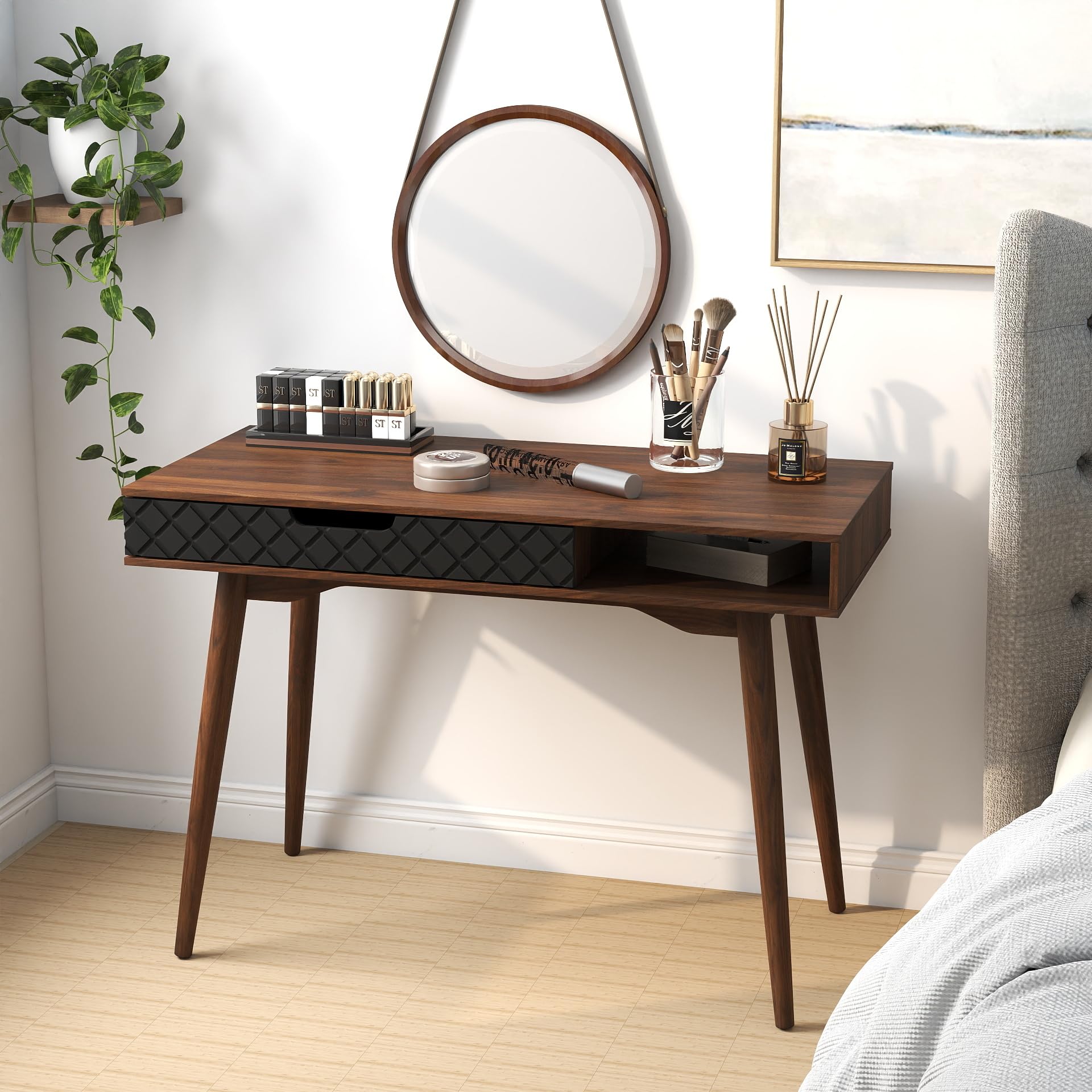 Mid-Century Modern Computer Desk with Drawer