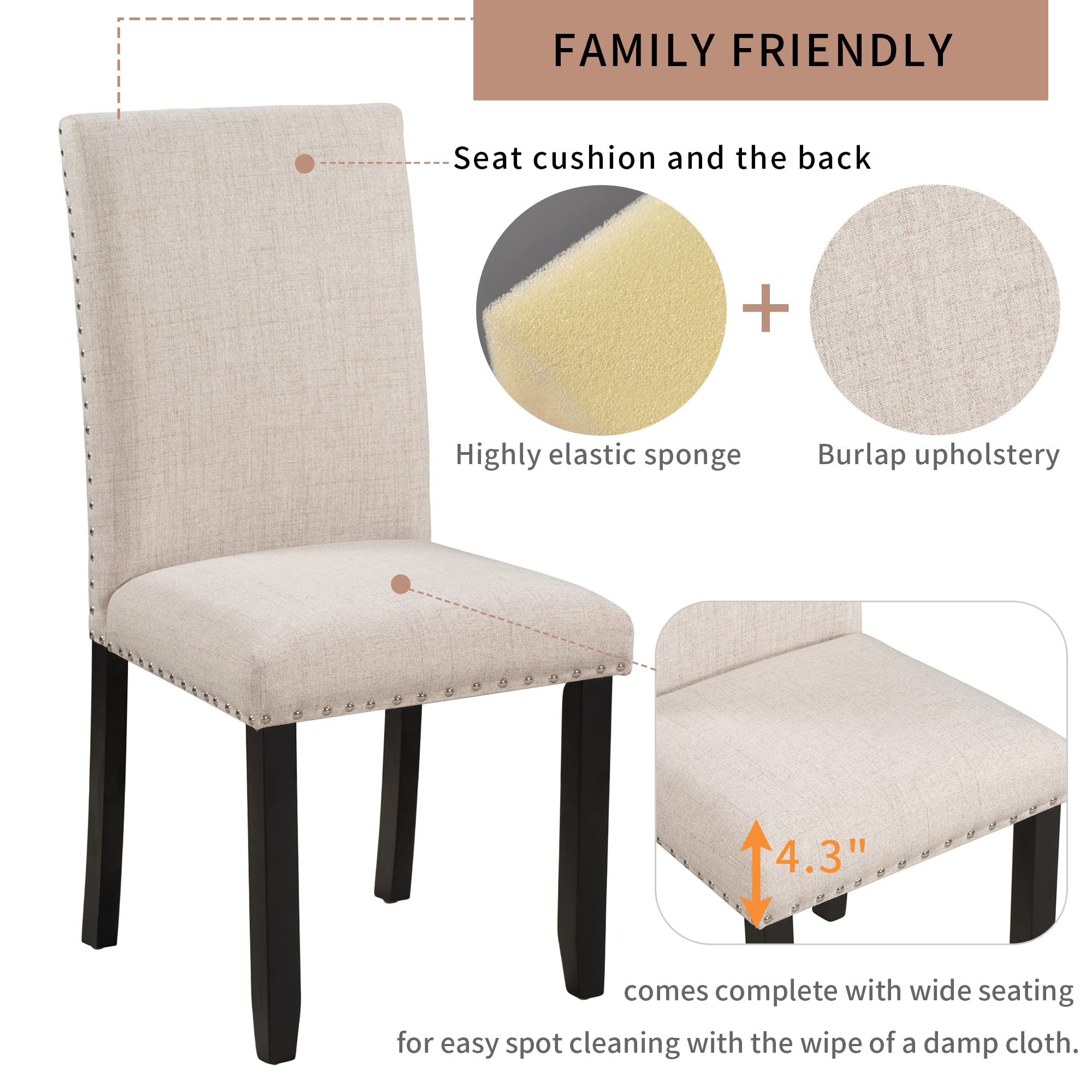 5-Piece Faux Marble Dining Table Set with Upholstered Chairs