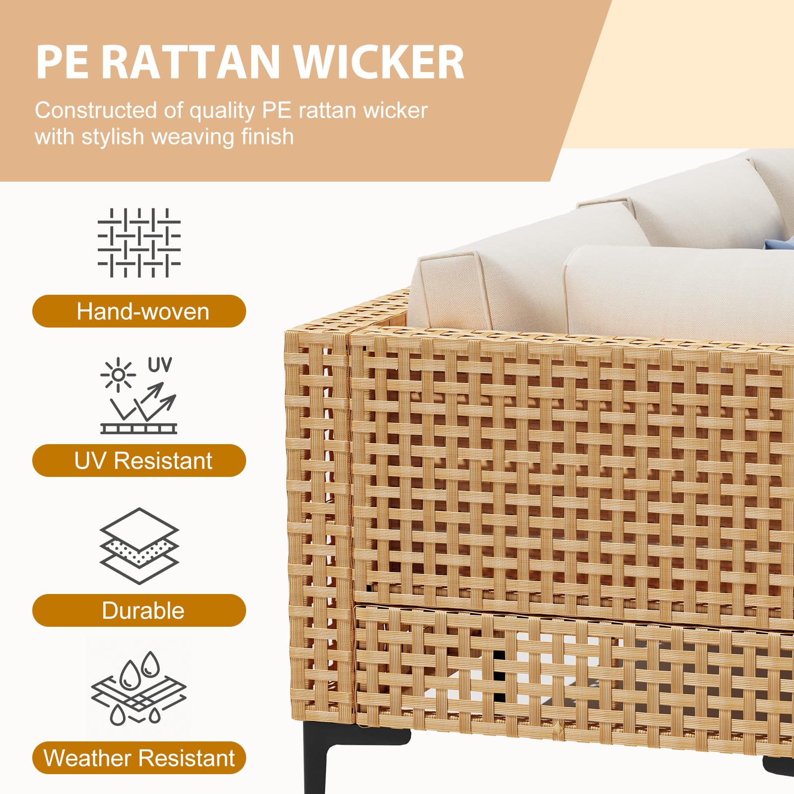 7-Piece Outdoor Sectional Patio Furniture Set with Cushions