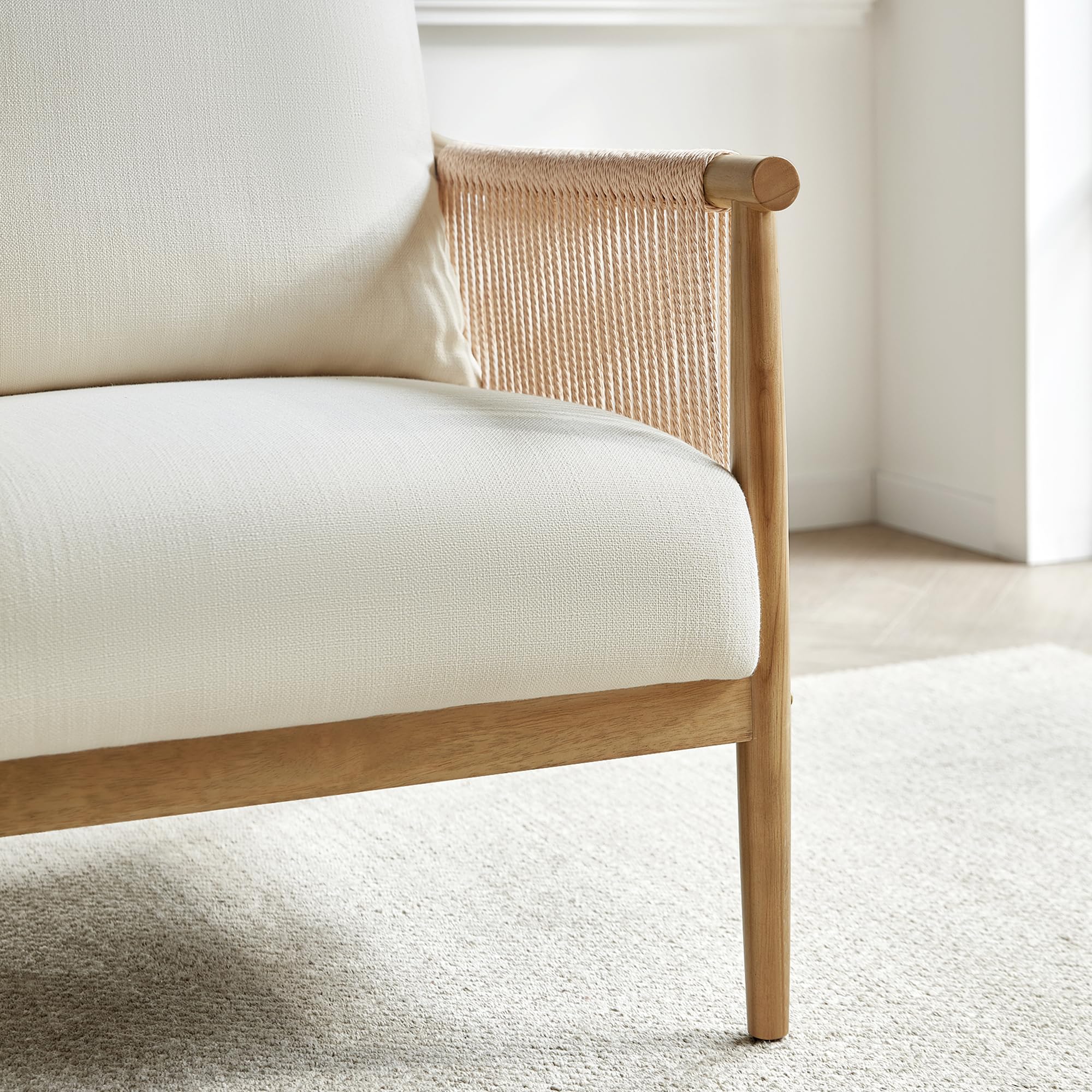 Braid Accent Chair Set of 2 with Wooden Armrest
