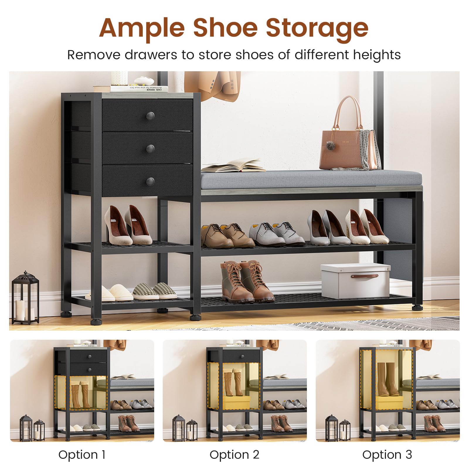 Hall Tree with Bench and Shoe Storage