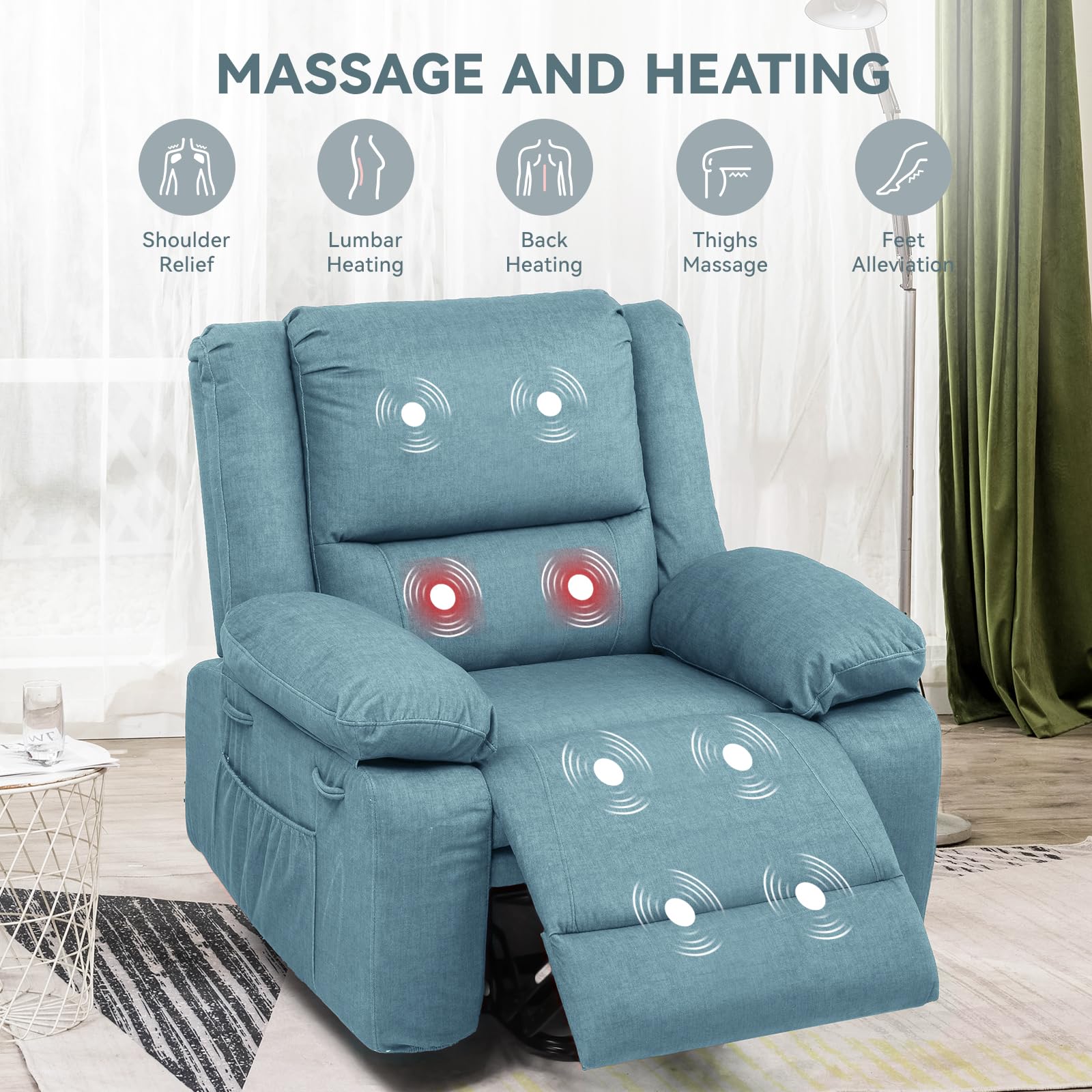 Electric Power Lift Recliner with Massage and Heat