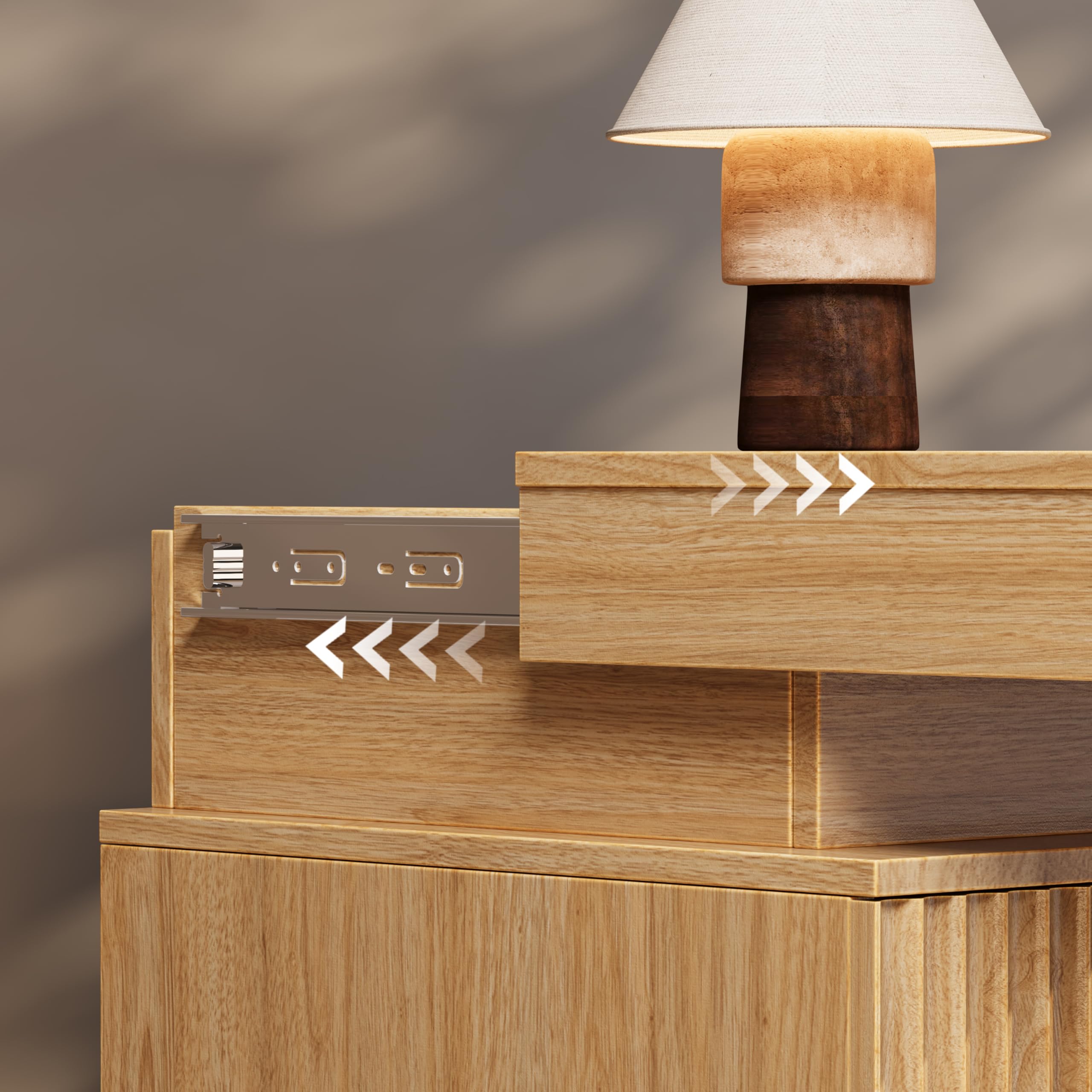 Mid Century Modern Nightstand with LED Light and Charging Station