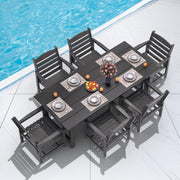 7-Piece HDPE Patio Dining Set for 6 with Umbrella Hole