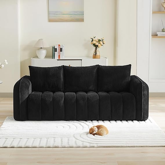 Modern Corduroy Living Room Set - Loveseat with 2 Single Chairs
