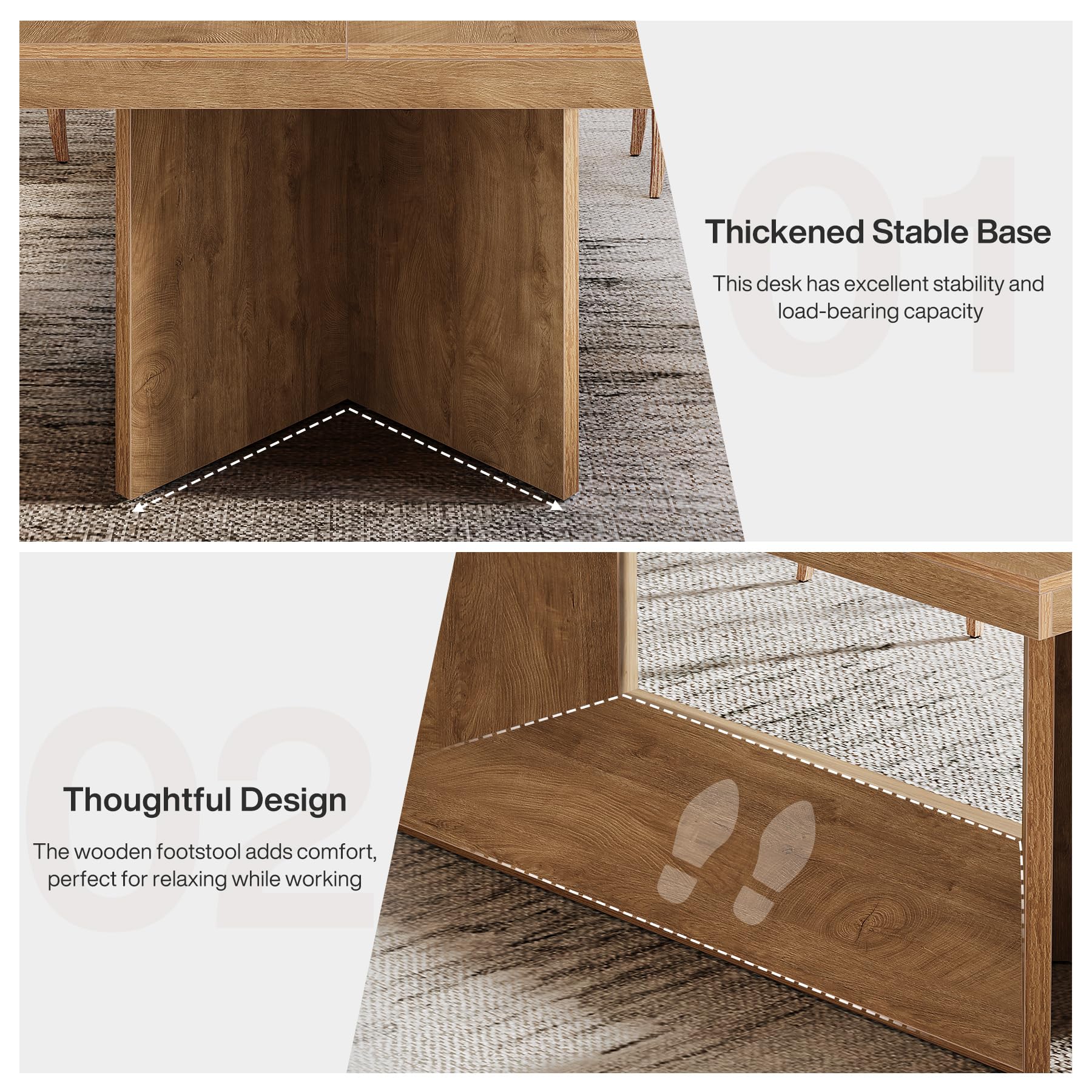 63-Inch Executive Desk with Heavy Duty Pedestal