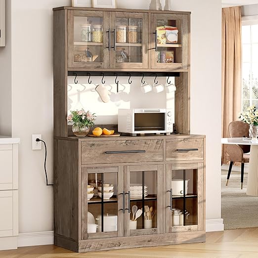 Kitchen Pantry Storage Cabinet with Power Outlet