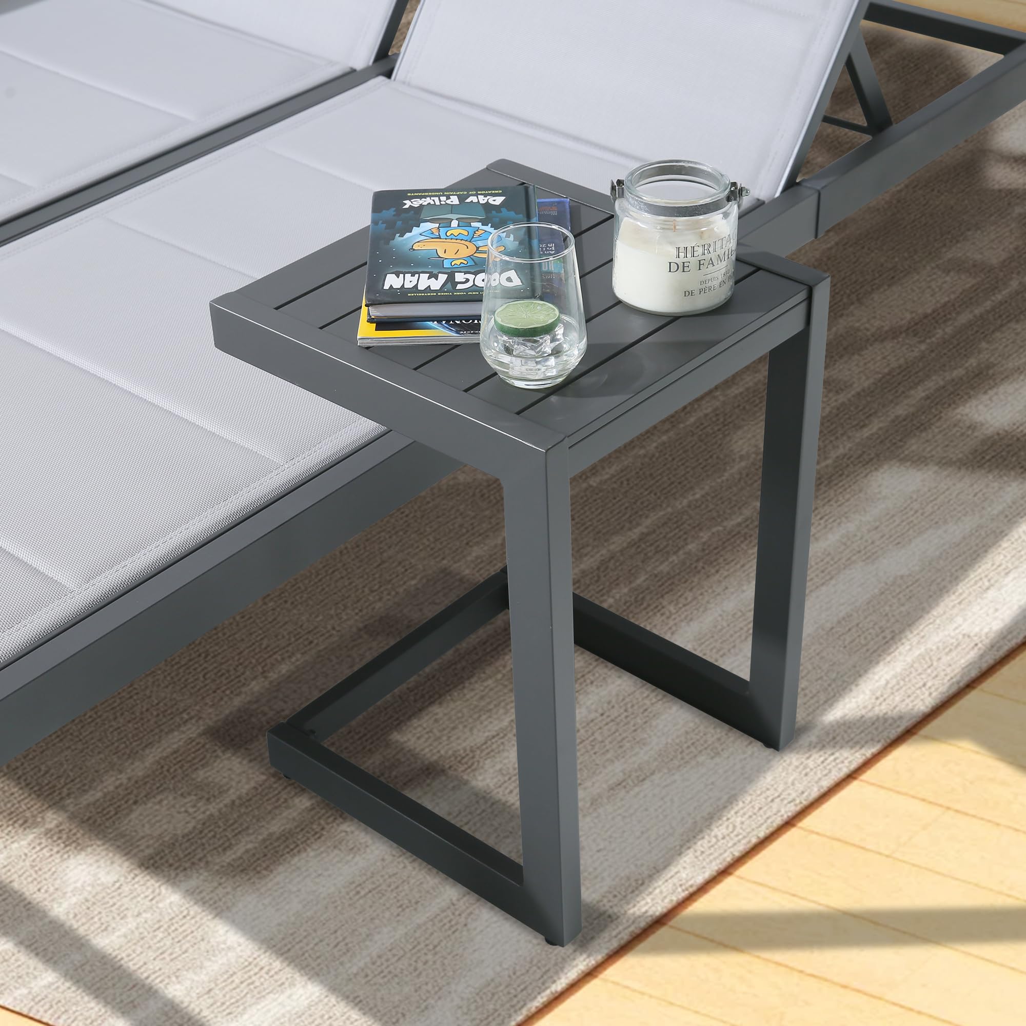C-Shaped Aluminum Patio Side Table