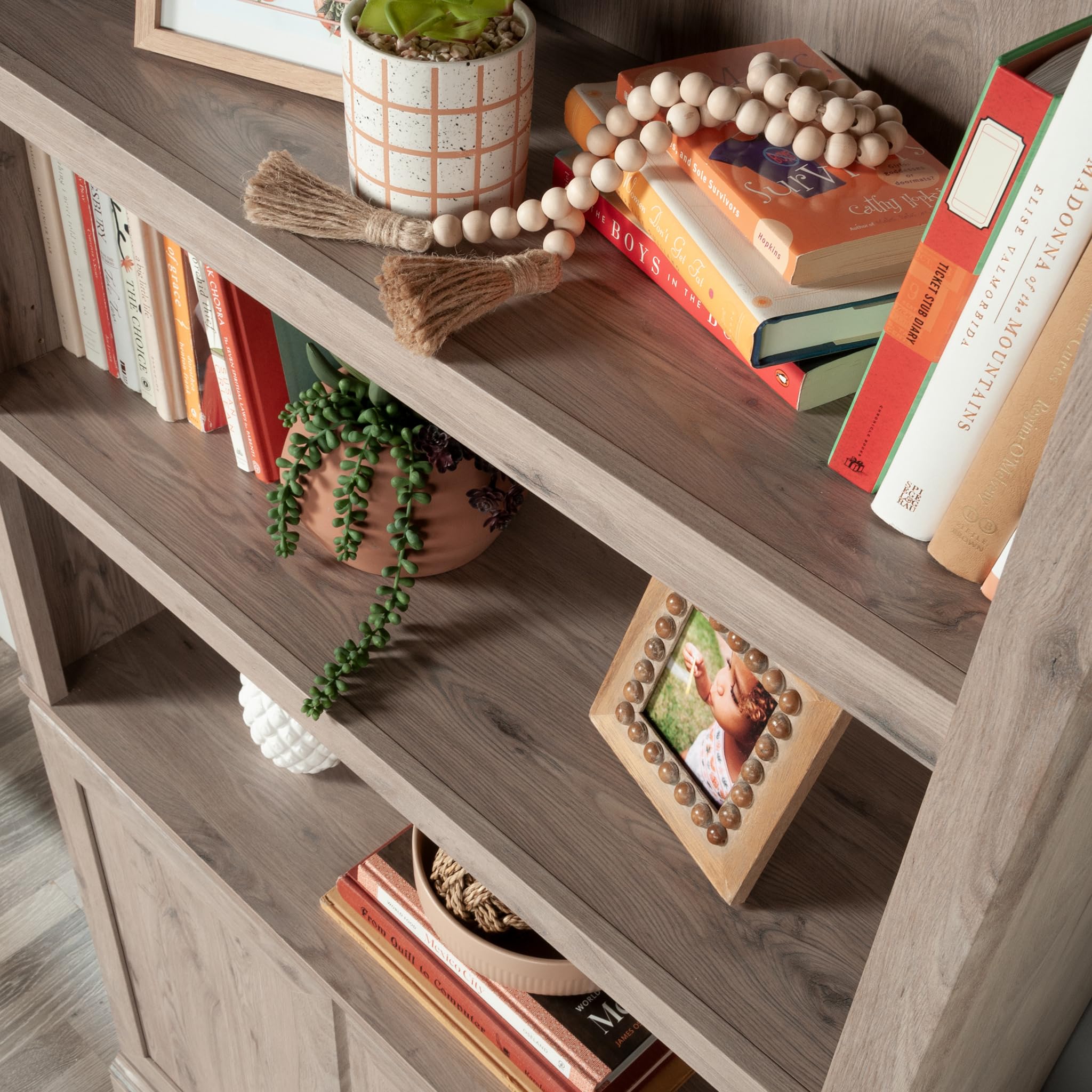 5-Shelf Bookcase with Doors Laurel Oak