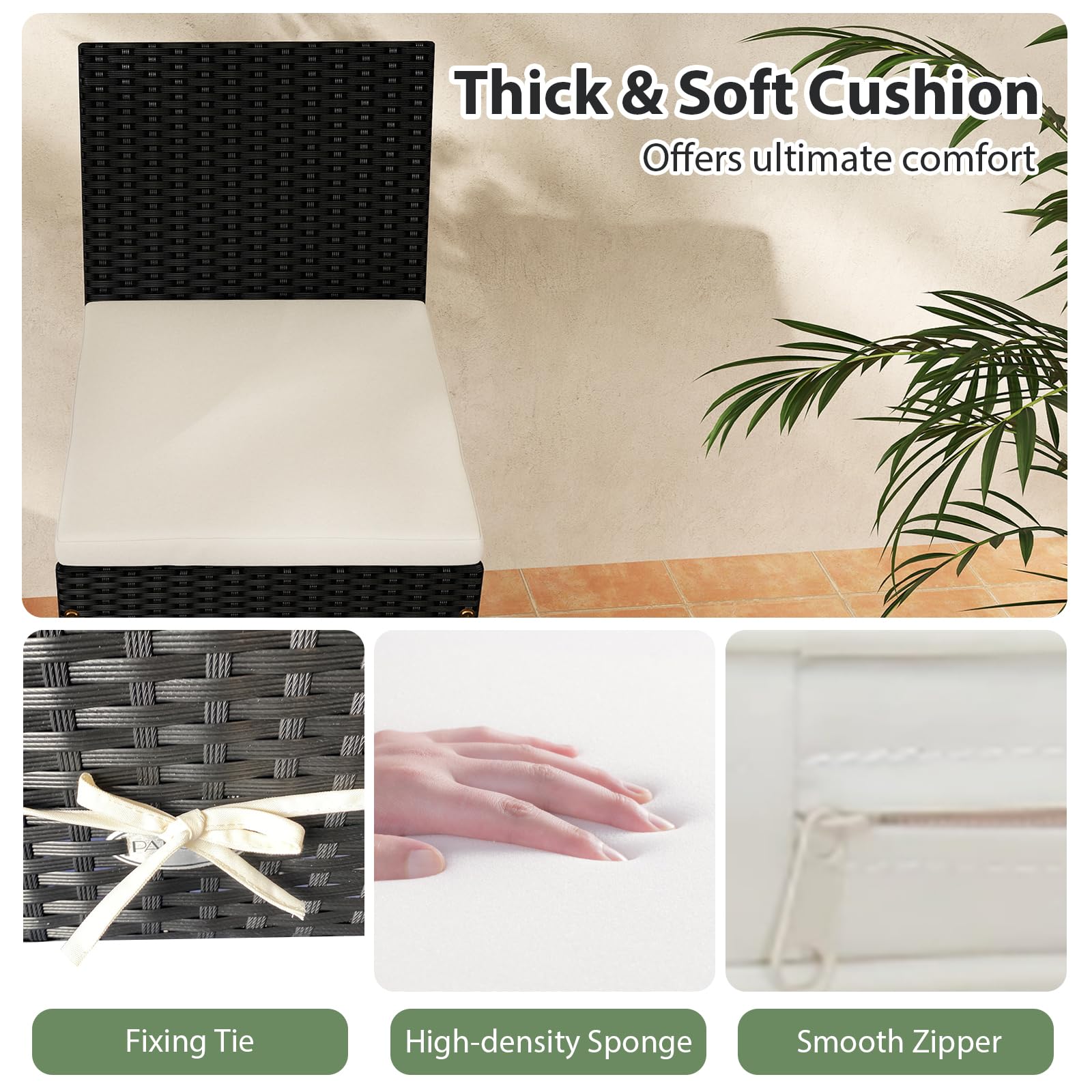 Tangkula Set of 4 Patio Wicker Barstools, Outdoor Bar Height Chair w/Soft Seat Cushion & Cozy Footrest, Heavy-Duty Metal Frame, 400 lbs Max Load, Mix Brown Rattan Bar Chair