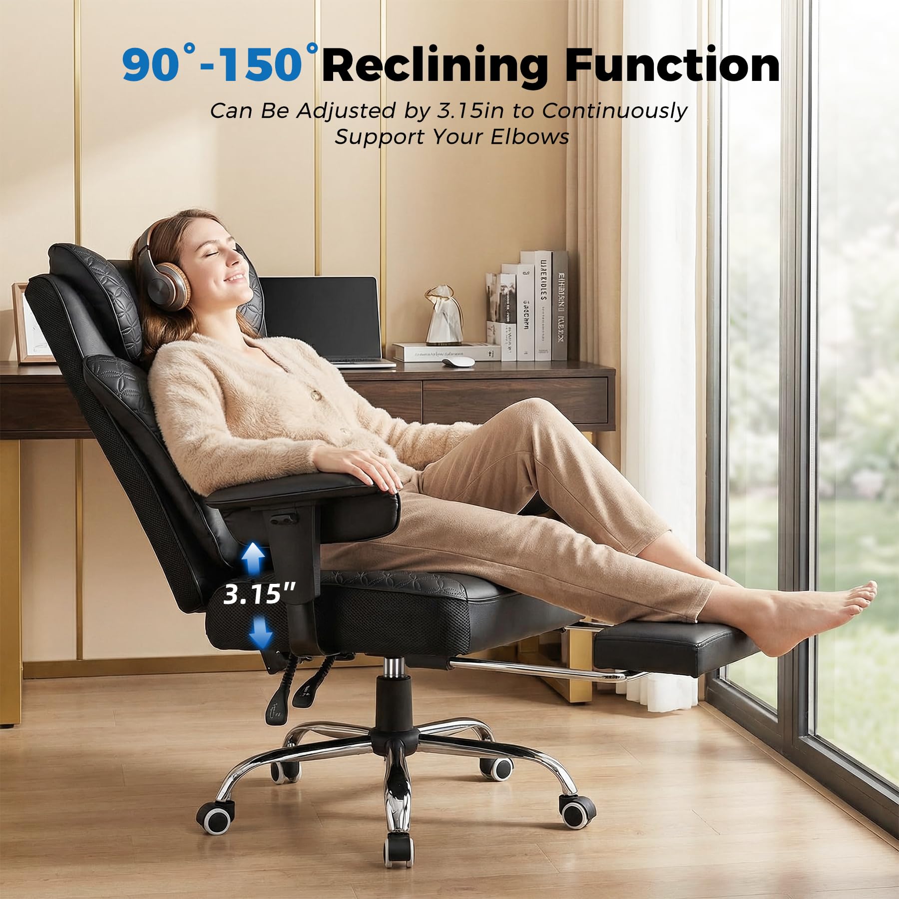 Big and Tall Office Chair 400LBS Wide Ergonomic Gaming Chair with Footrest