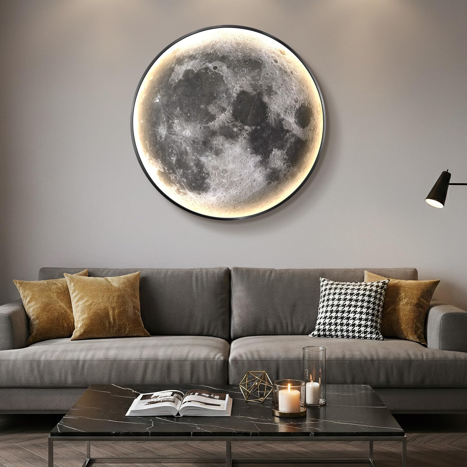 Dimmable LED Moon Wall Art with Remote Control