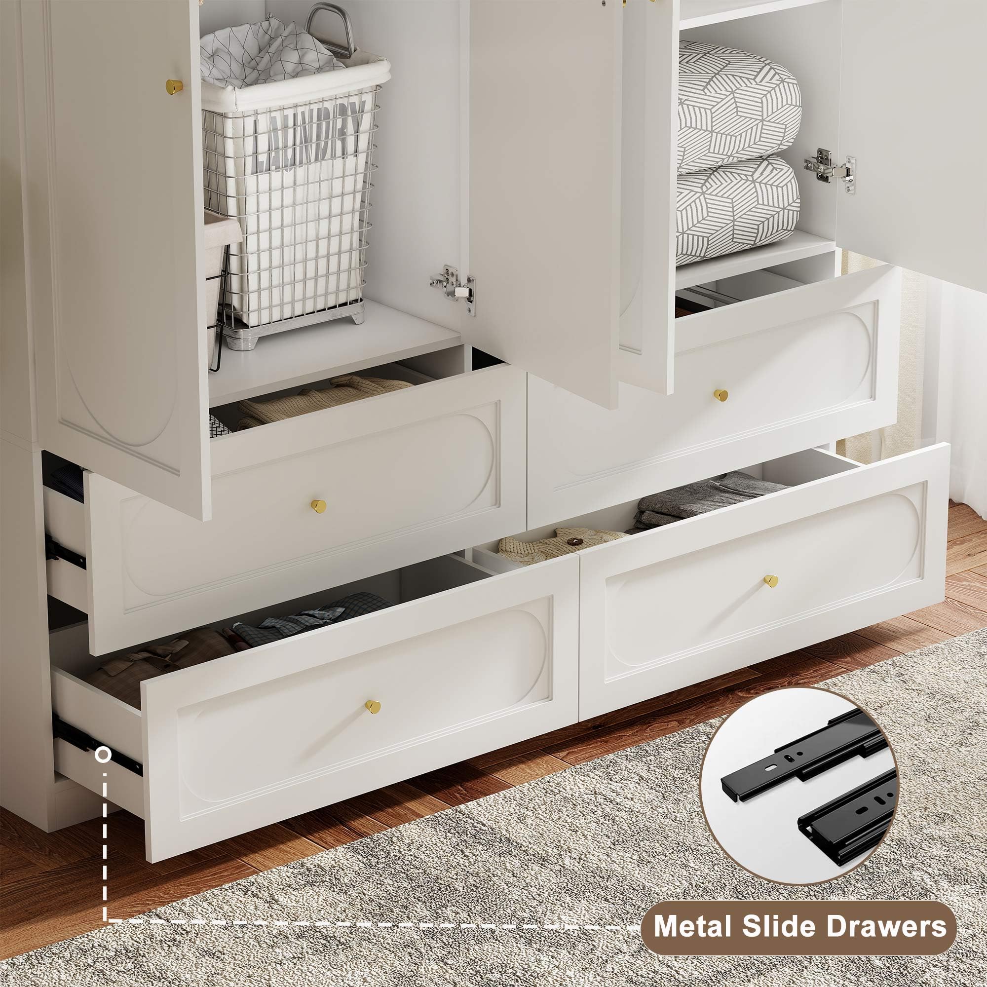 Armoire Wardrobe Closet with 4 Drawers and 4 Doors