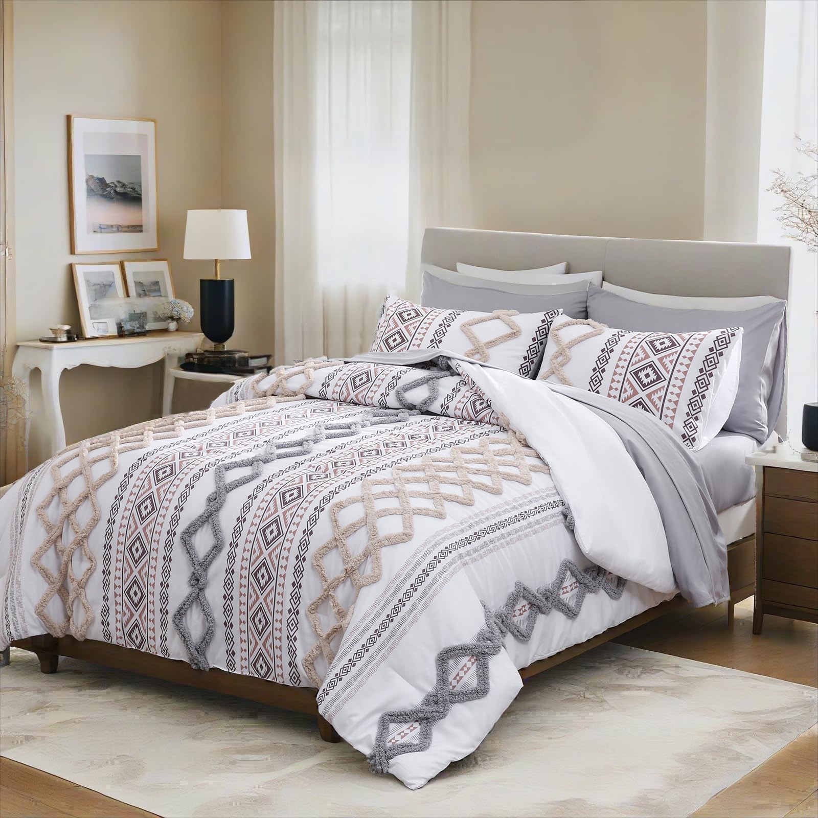 King Size Geometric Tufted Comforter Set
