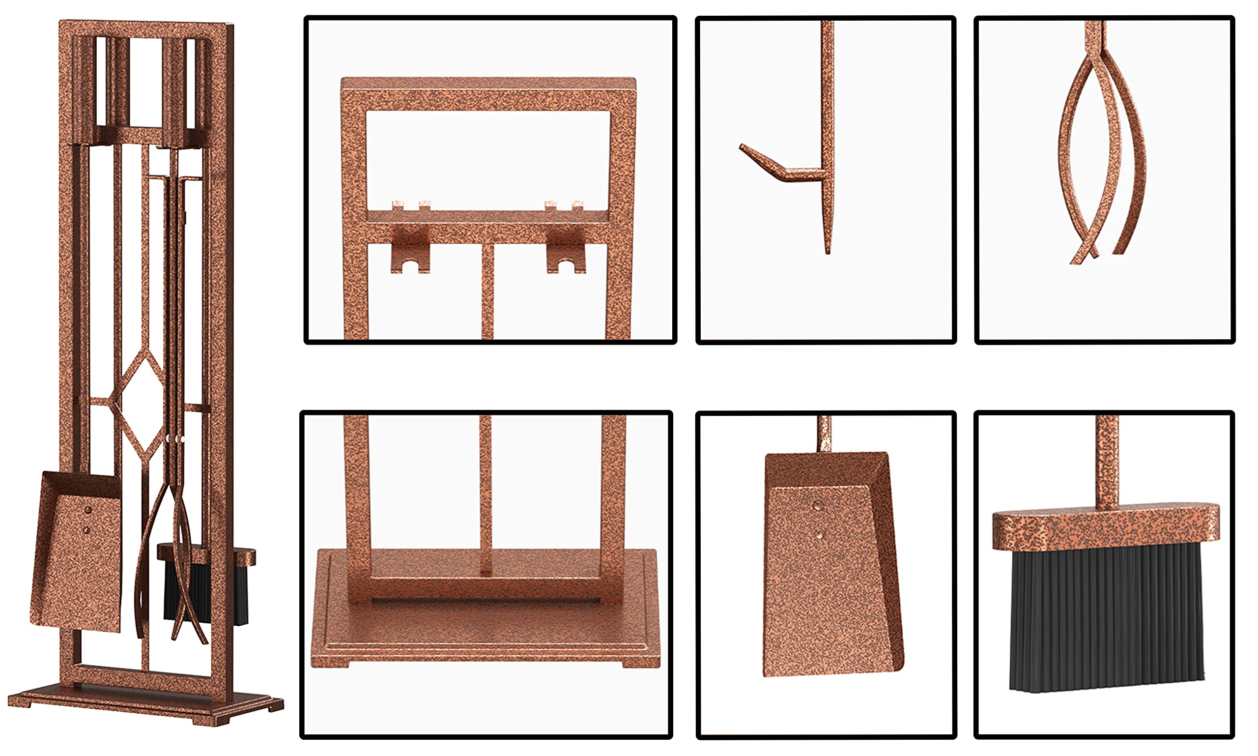 5-Piece Wrought Iron Fireplace Tool Set