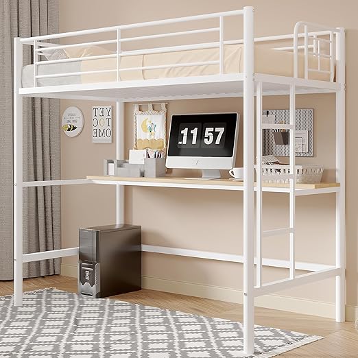 Twin Loft Bed with Desk and Ladder