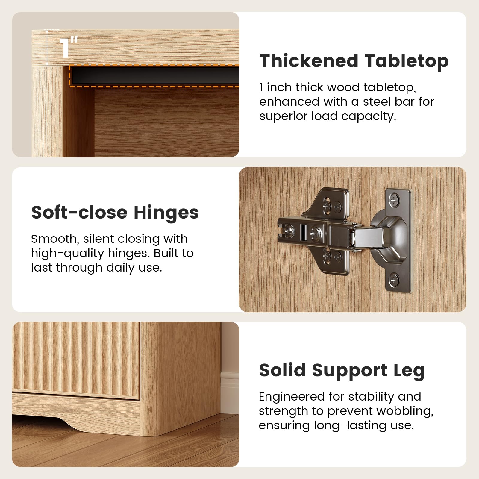 Fluted Buffet Cabinet with Storage