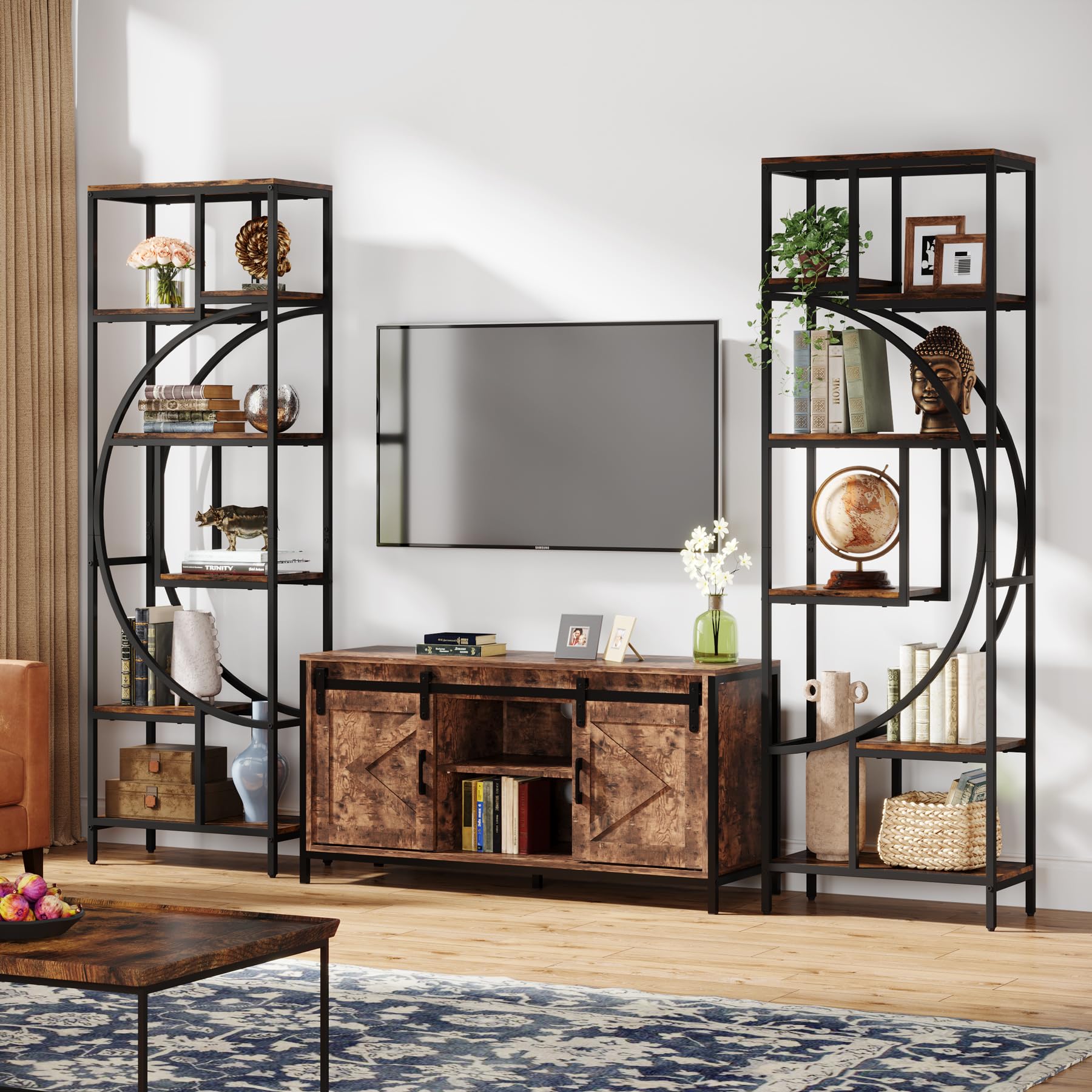 Geometric Bookshelf 70.9" Tall 7-Shelf Storage Unit