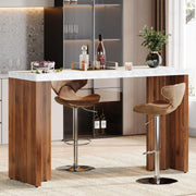 Modern Counter Height Bar Table with Faux Marble Top