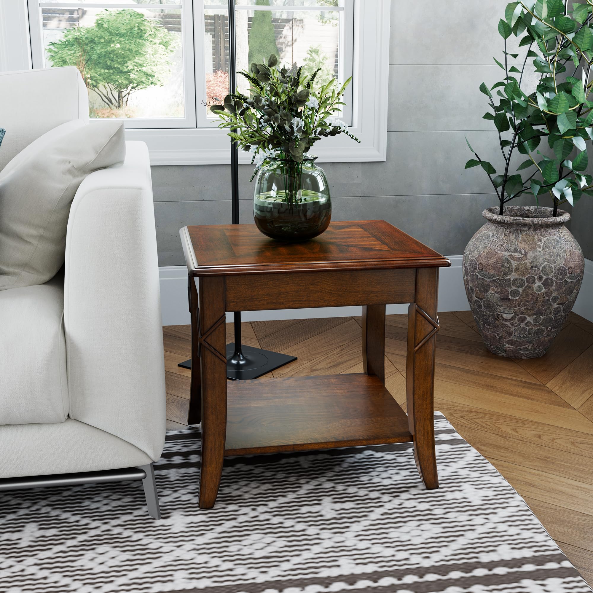 Mid-Century Modern Coffee Table Set of 3 with Square End Tables