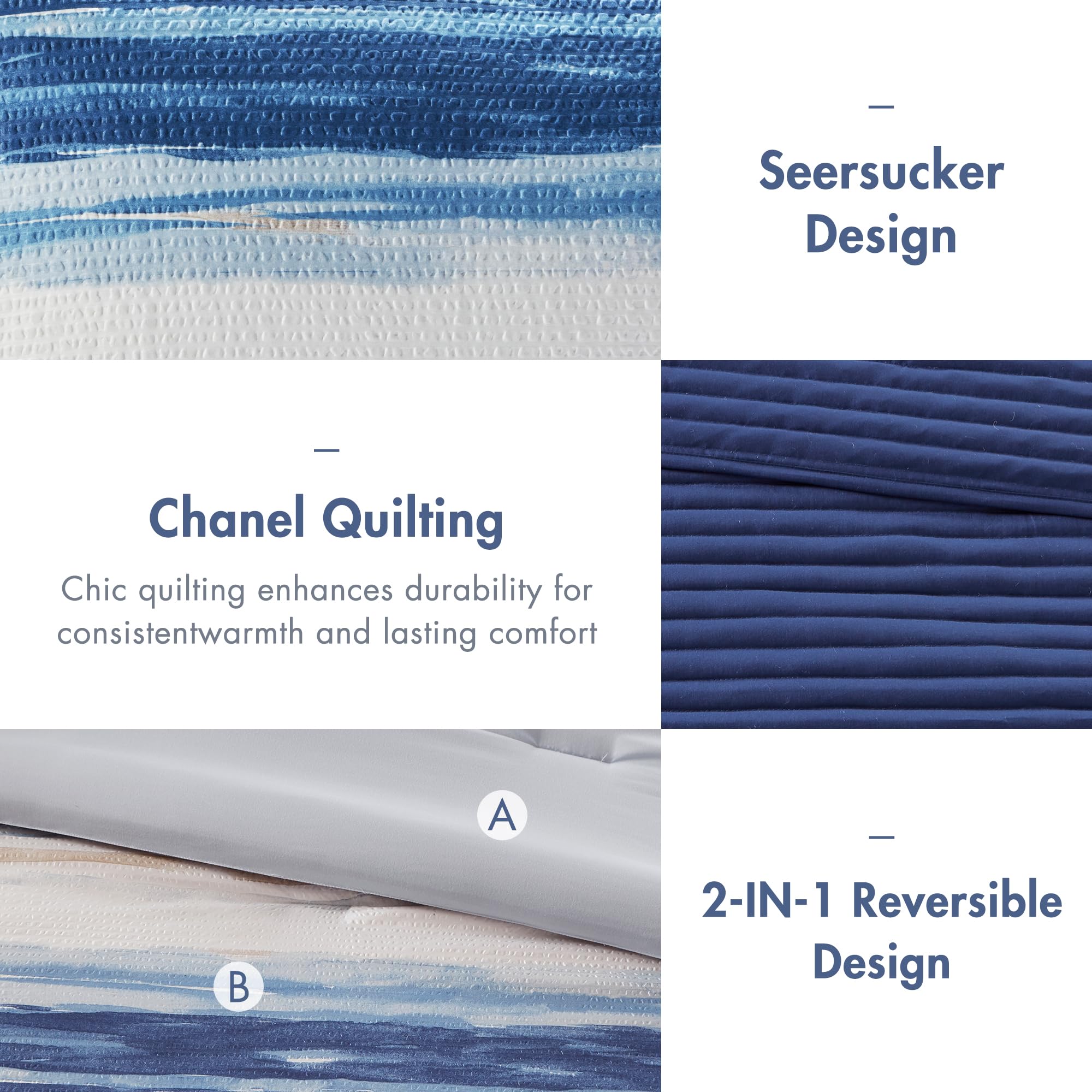 Seersucker Comforter and Coverlet Set King 8 Piece