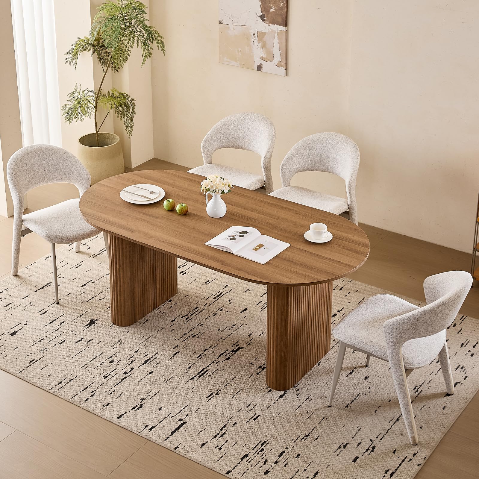 70.9" Dining Table for 4-6 with Pre-Assembled Base