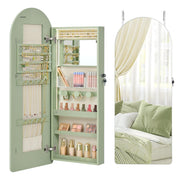 Wide LED Jewelry Cabinet with Arched Mirror