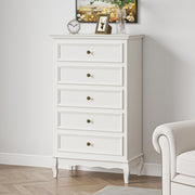 White 5 Drawer Dresser with Solid Wood Legs