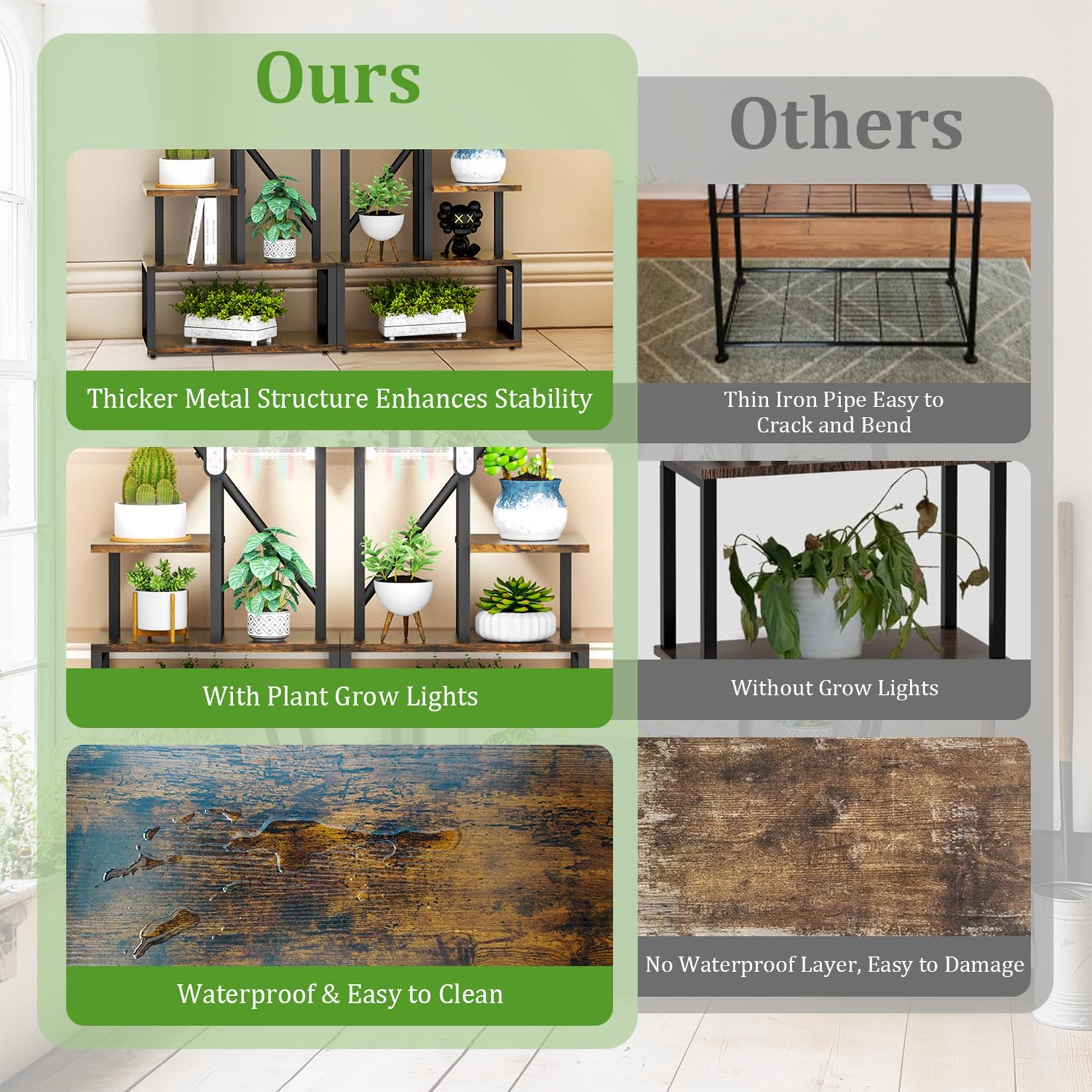 Heart-Shaped Plant Stand with Grow Lights