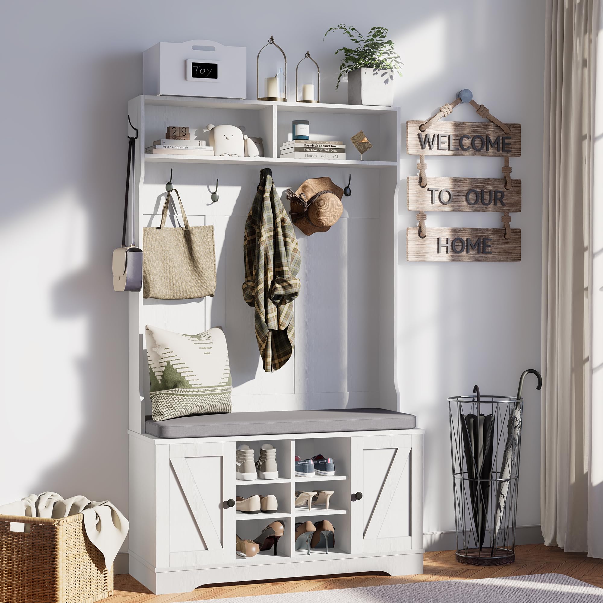 Hall Tree with Bench and Shoe Storage