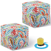 Inflatable Ottoman Poufs Indoor Outdoor Square Footstool with Handle