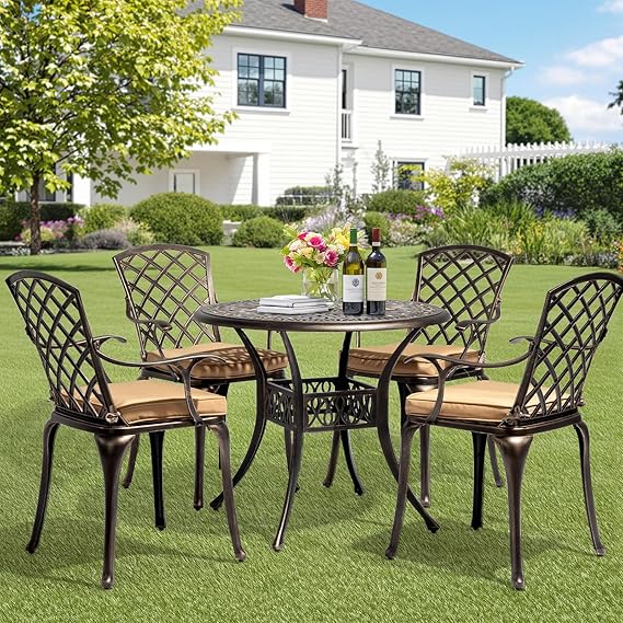 5 Piece Cast Aluminum Patio Dining Set