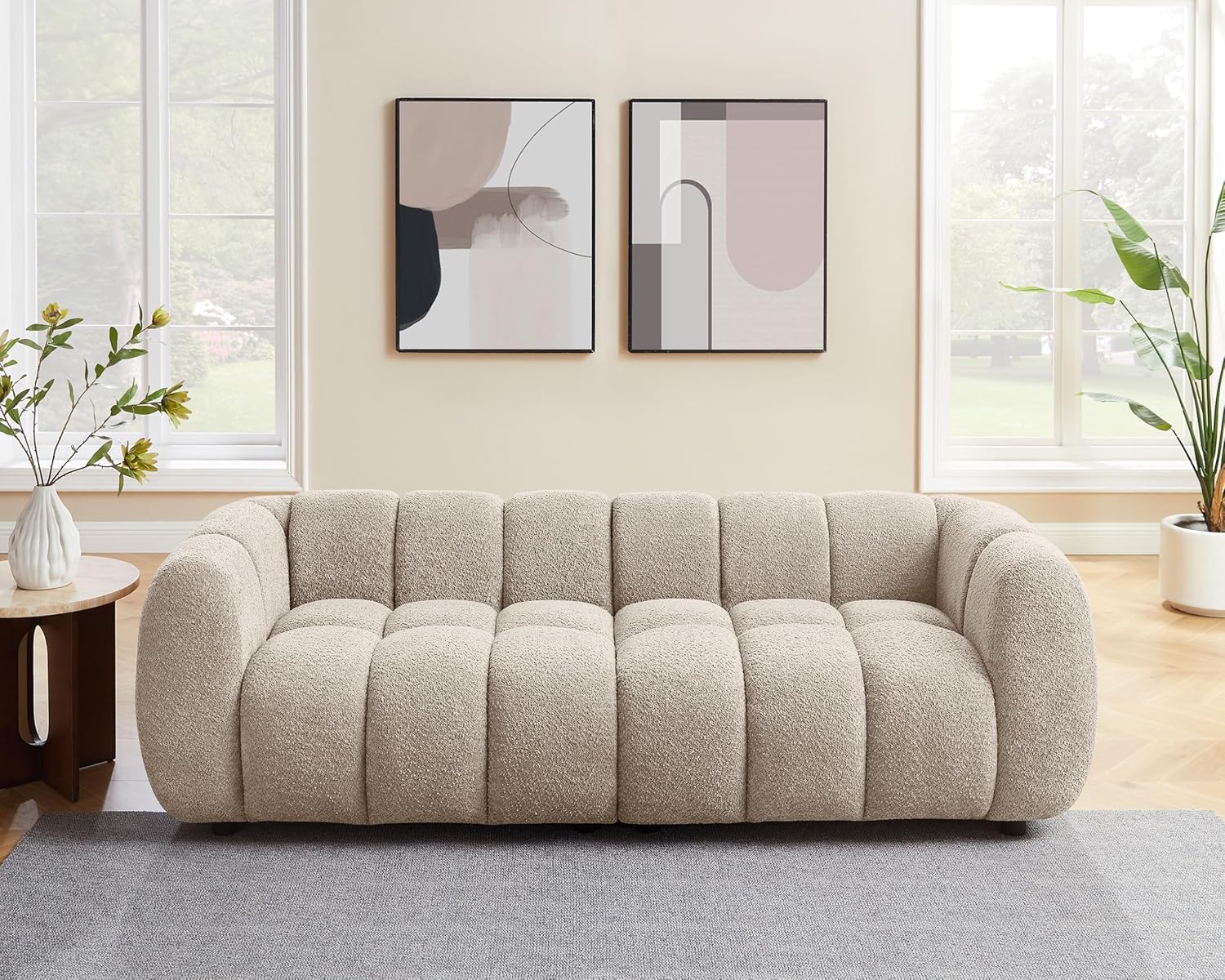 88" Oversized Boucle Sofa Modern Tufted Cloud Couch