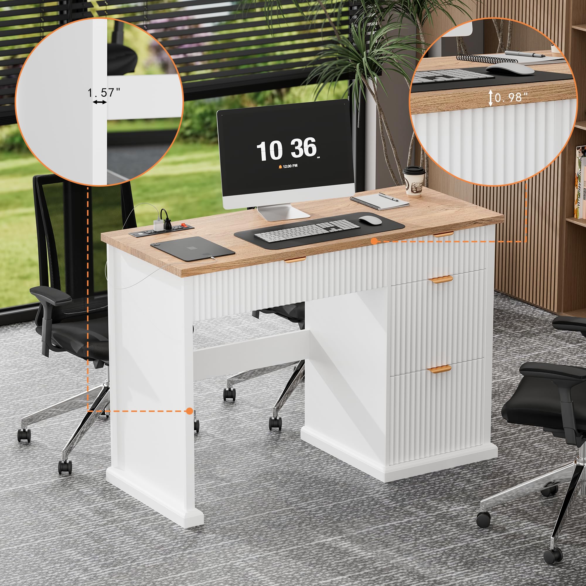 Farmhouse Executive Desk with Charging Station