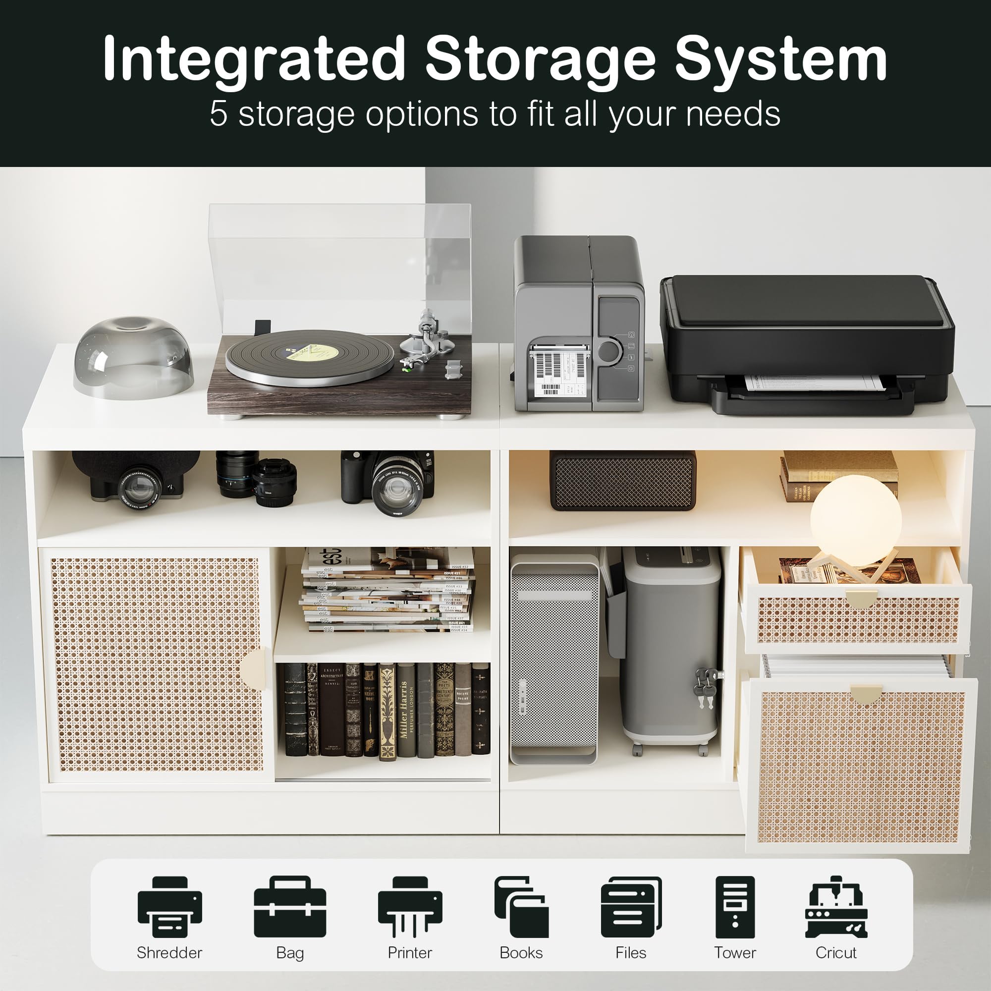 2-Drawer Lateral File Cabinet with Lock and Storage Shelves