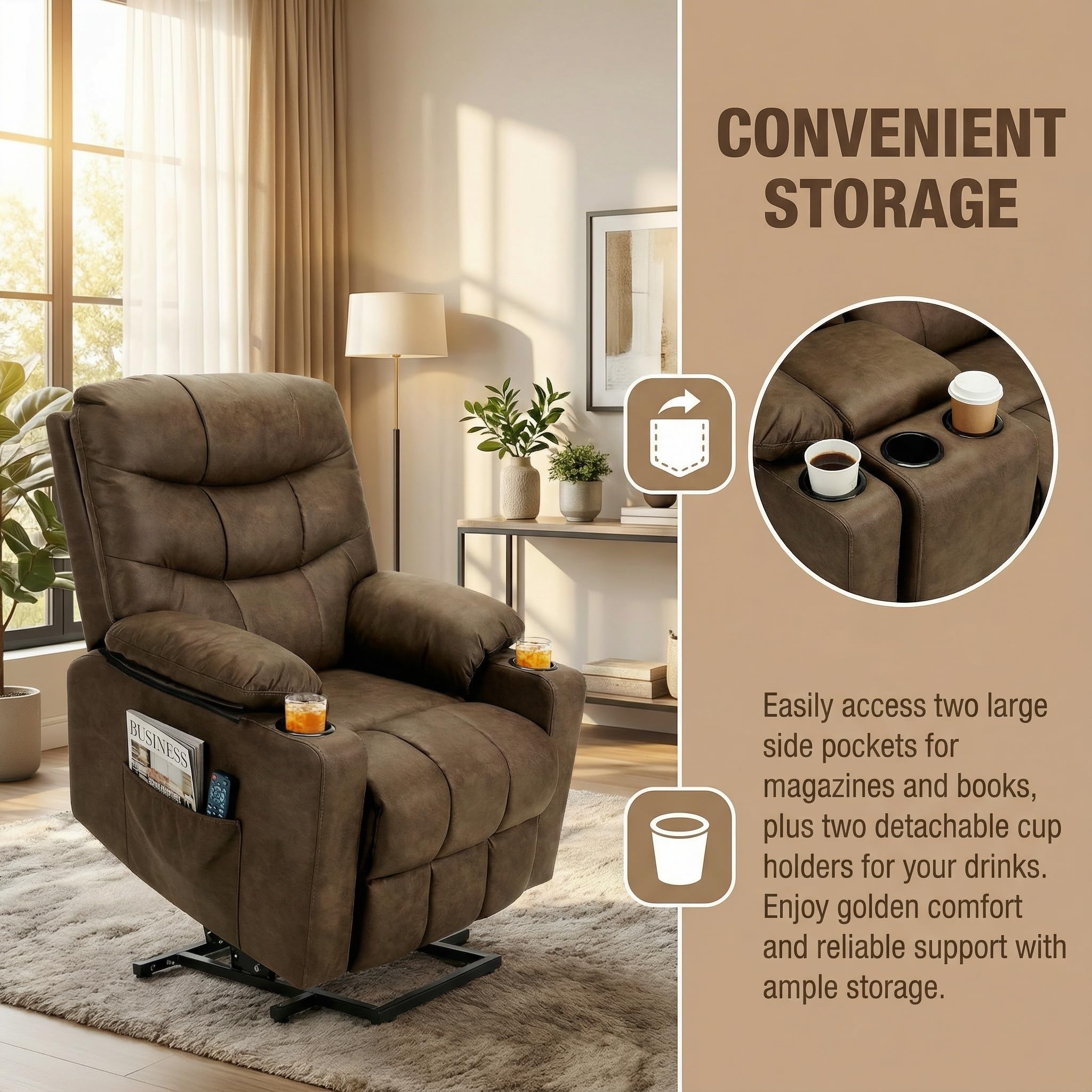 Power Lift Recliner Chair with Massage and Heat