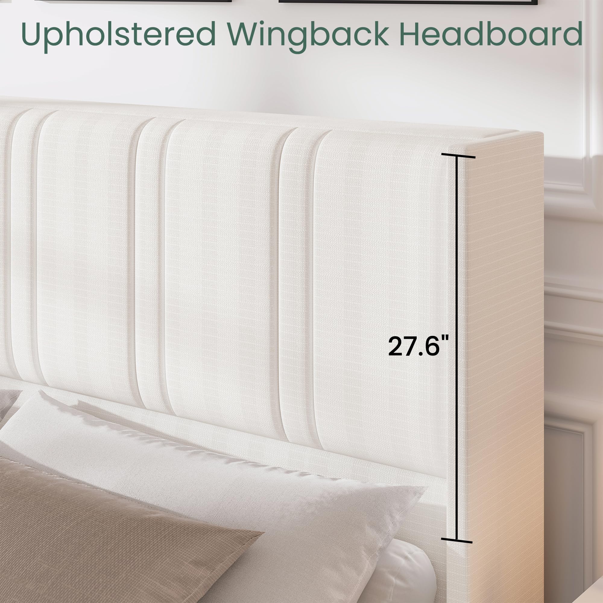 King Size Bed Frame with Storage Drawers and Wingback Headboard