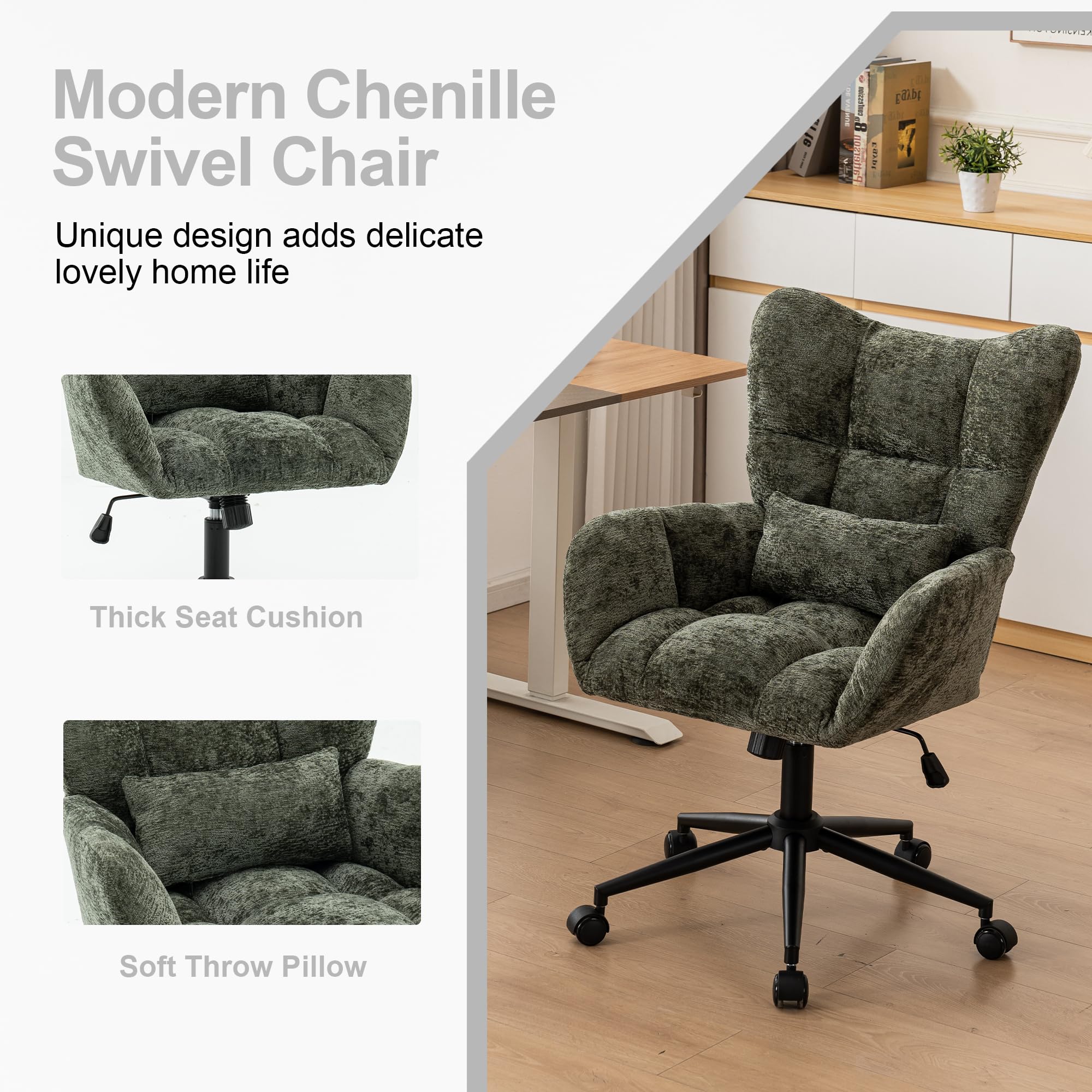 Tufted Chenille Swivel Office Chair