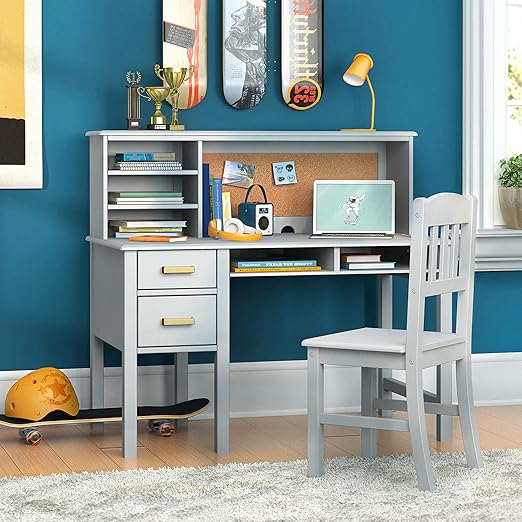 Kids Desk and Chair Set with Hutch - Navy