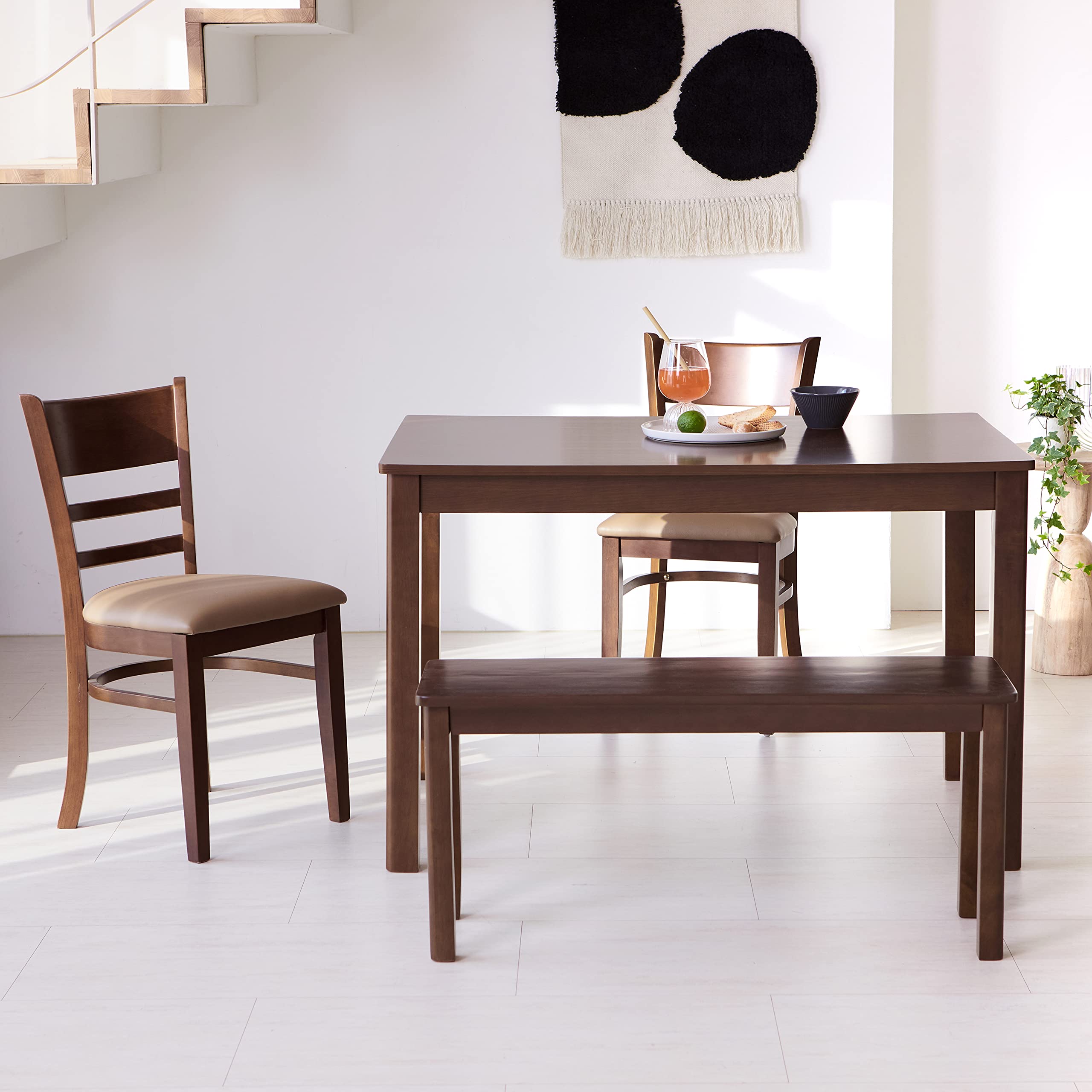 37.4" Wooden Dining Bench - Modern Farmhouse Malaysian Oak