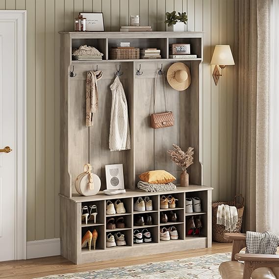 Hall Tree with Bench and Shoe Storage
