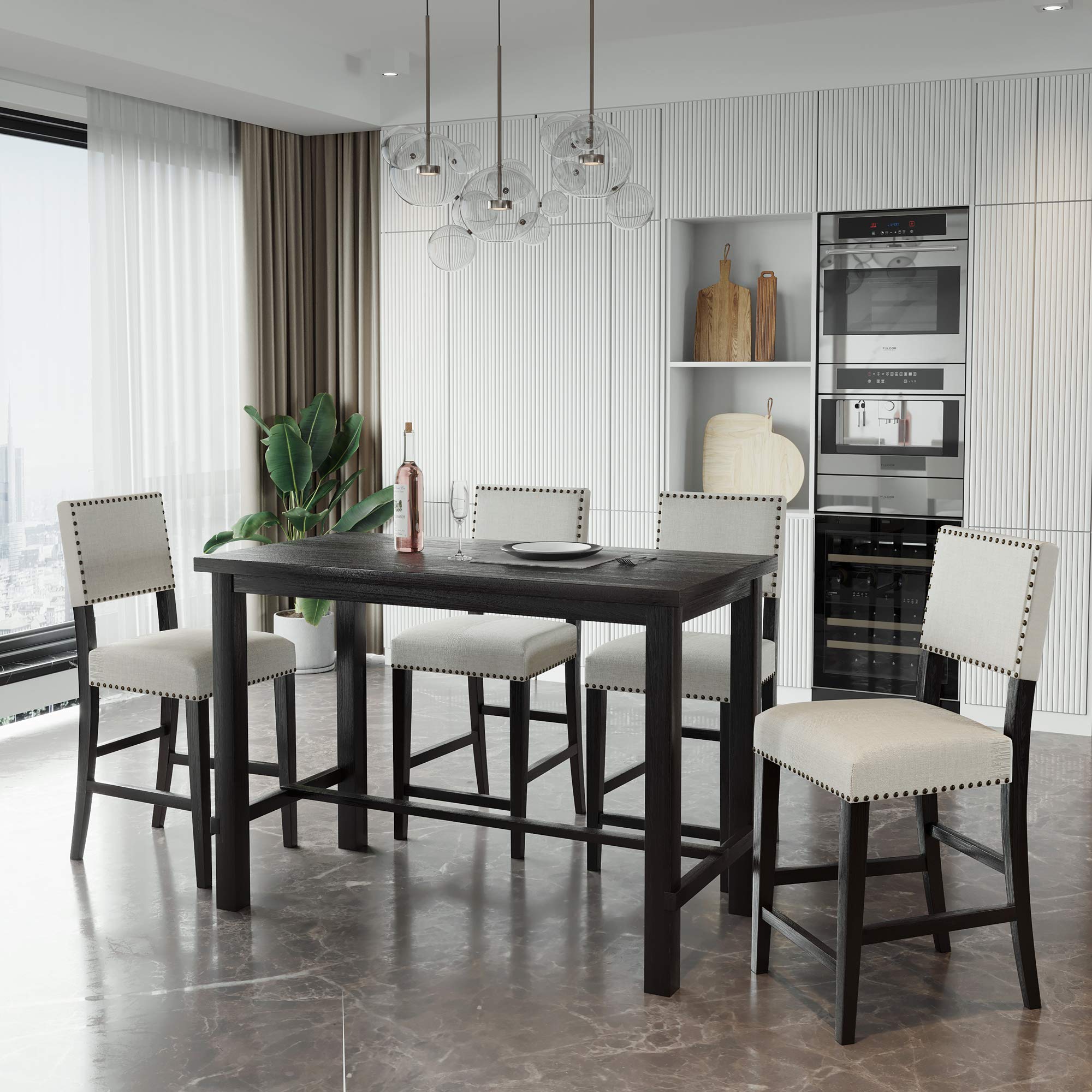 5 Piece Counter Height Dining Table Set
