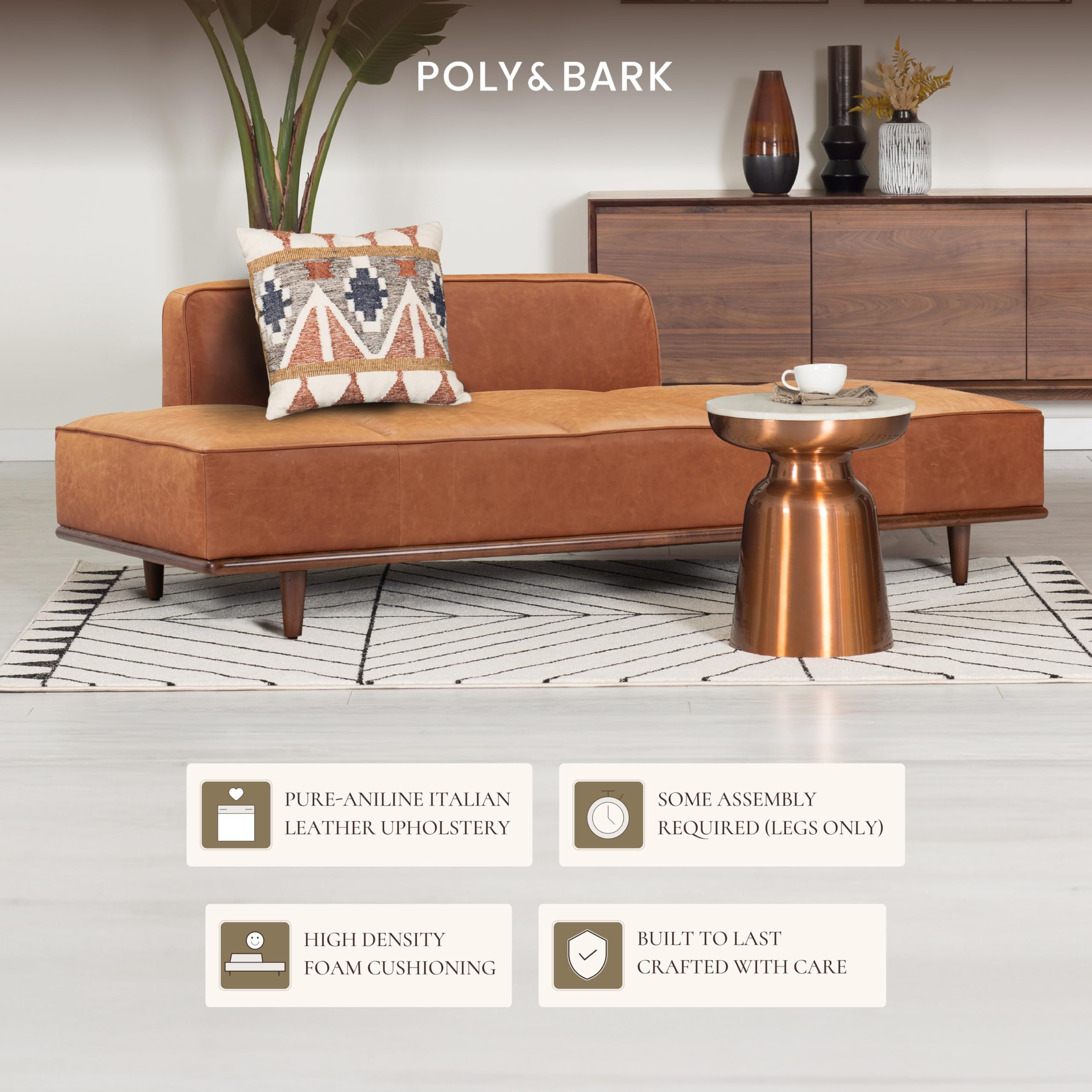 Jasper Daybed - Cognac Tan Leather with Walnut Ash Frame