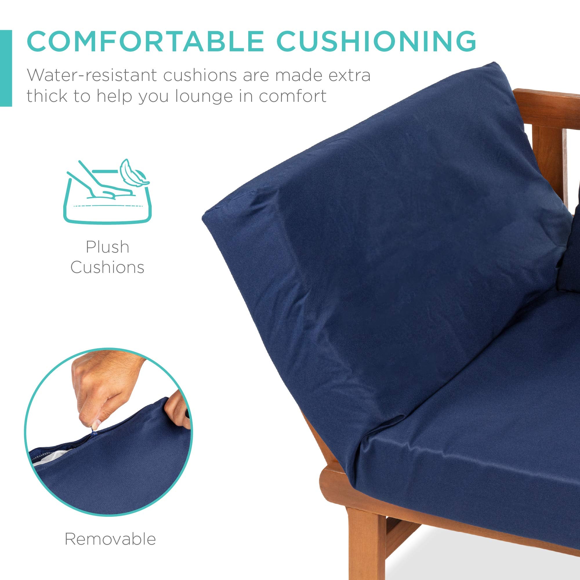 Outdoor Convertible Acacia Wood Futon Sofa
