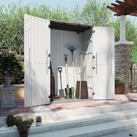White Outdoor Storage Cabinet with 2 Shelves