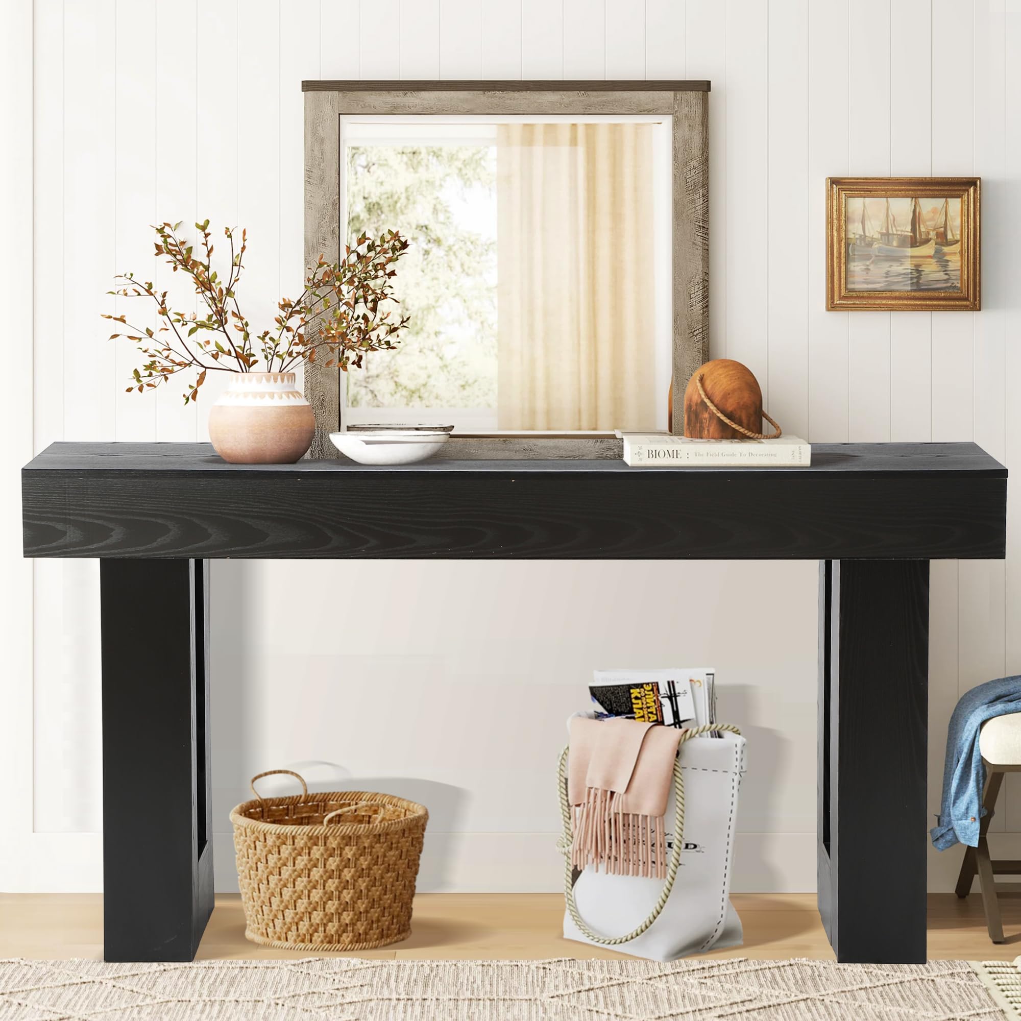 63" Long Console Table for Entryway with 2-Tier Storage