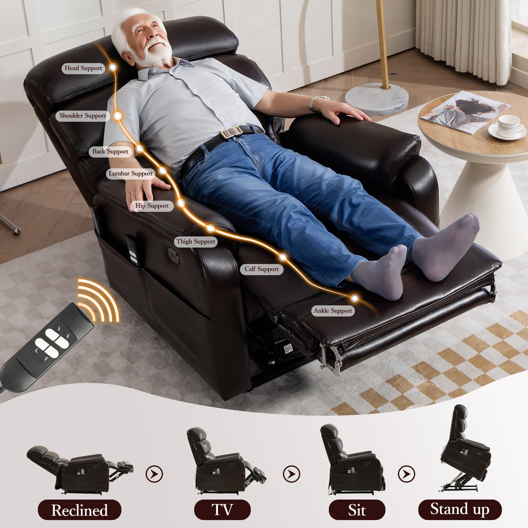 Power Lift Recliner Chair with Massage and Heat