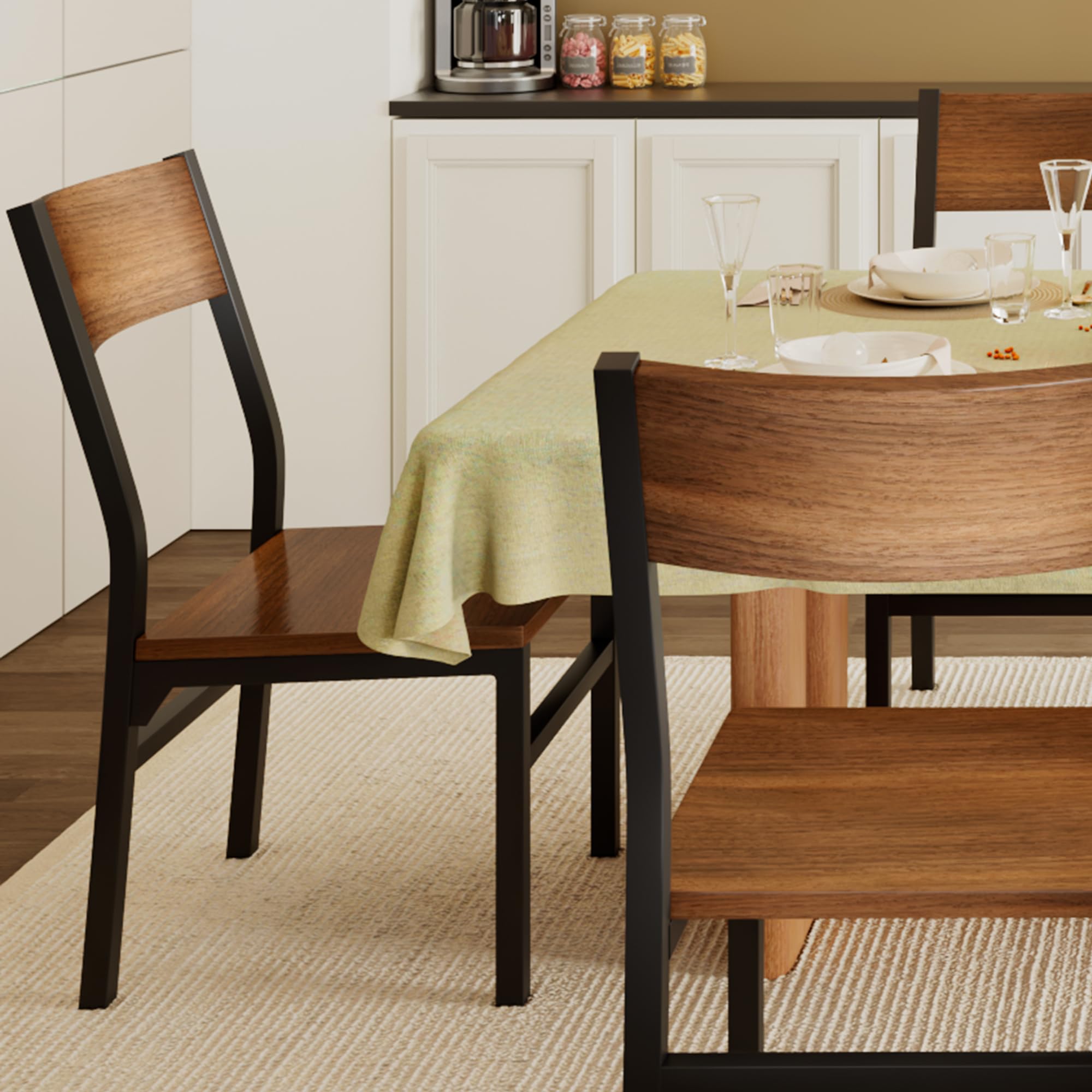 Dining Chairs Set of 6 with Ergonomic Backrest