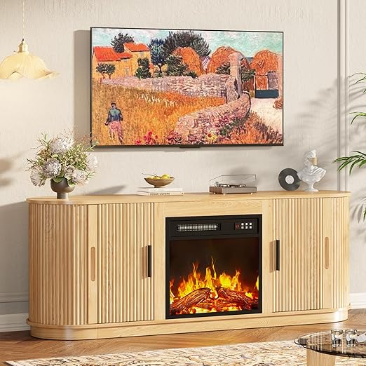 70" Fluted Fireplace TV Stand with Electric Fireplace